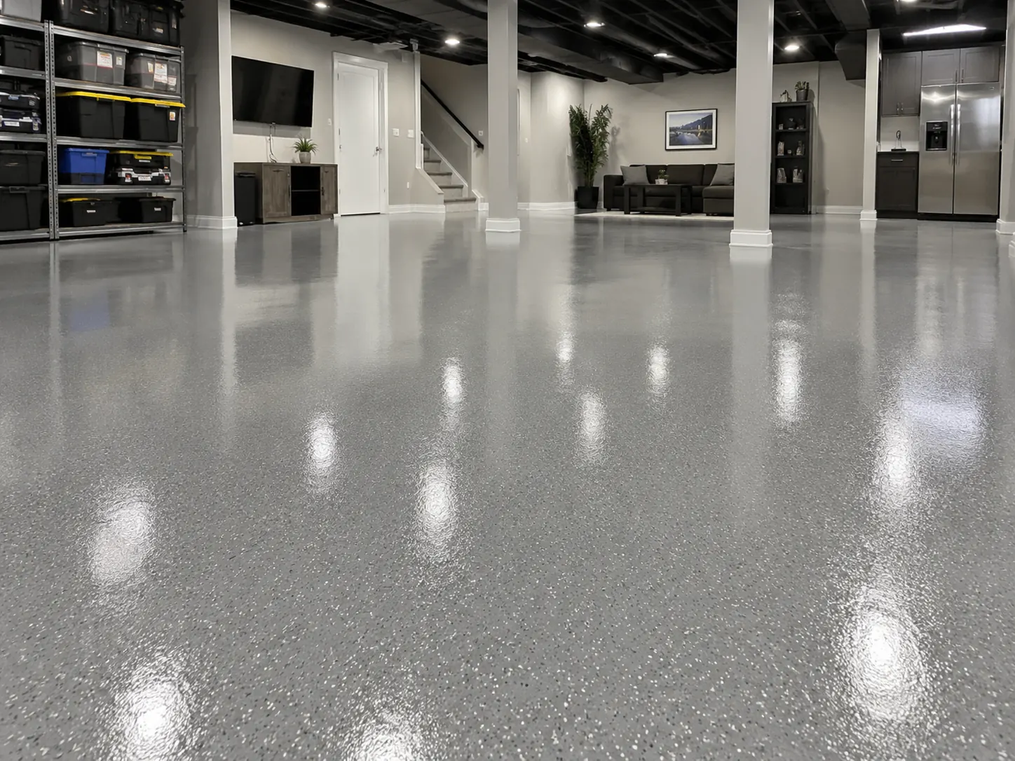 Basement epoxy flooring in Logansport, IN
