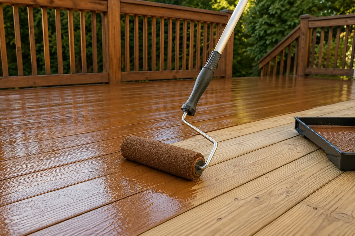Deck coating application in Logansport, IN