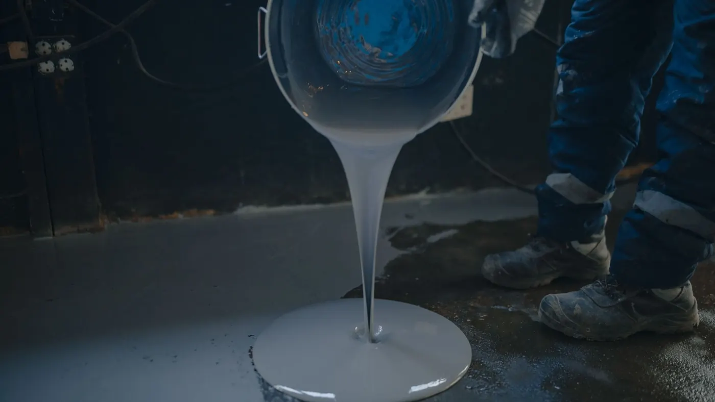 Epoxy floor coating pour in Logansport, IN