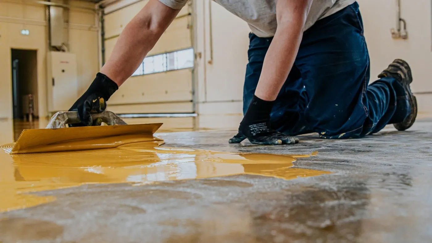 Polyaspartic floor coating installation in Logansport, IN